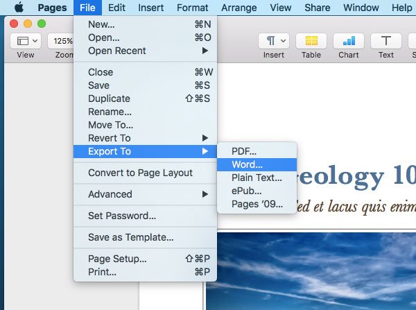 Convert microsoft word to pages
